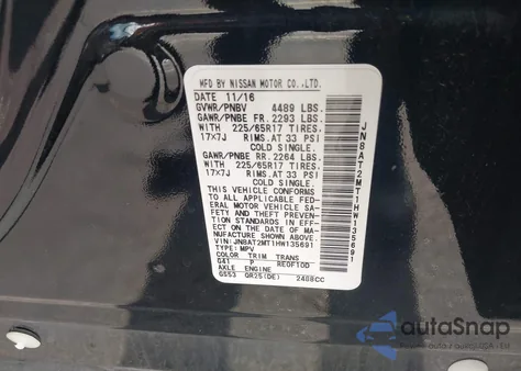 2017 Nissan Rogue S из США, поврежденный, VIN JN8AT2MT1HW135691